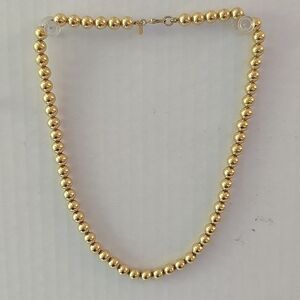Gold Tone Beaded Single Strand Necklace w/ Claw Clasp